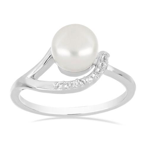 BUY NATURAL WHITE FRESHWATER PEARL GEMSTONE  STYLISH RING IN STERLING SILVER